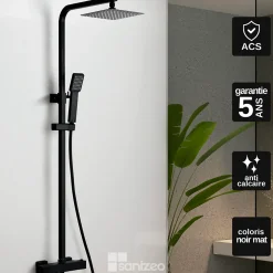 Imex Colonne de Douche Thermostatique Anti-Calcaire Noir Mat VIGO BTV013/NG