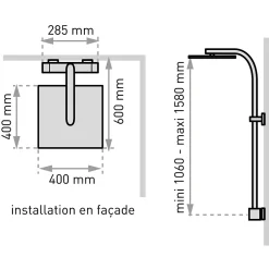 Valentin Colonne de douche thermostatique avec pomme de tête, douchette et flexible, chrome, Allure