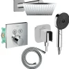 Hansgrohe Colonne de douche thermostatique ShowerSelect E Douche de tête Vernis Shape Flexible Isiflex Douchette Pulsify chromé* Colonne De Douche Encastrable