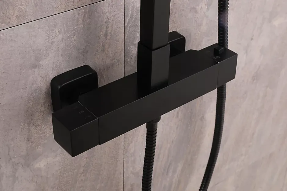 Bernstein Colonne de douche thermostatique murale laiton sans tête de douche - Noir mat - 110x15cm - SEDAL 8921B Sans tête (de douche)