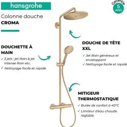 Hansgrohe Colonne de douche thermostatique Croma Select S 280 bronze brossé