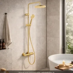 Duravit Colonne de douche thermostatique MinusFlow doré poli* Colonne De Douche Thermostatique