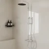GoodHome Colonne de douche thermostatique + barre réglable + douchette + flexible, chrome, Owens