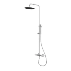 GoodHome Colonne de douche thermostatique + barre réglable + douchette + flexible, chrome, Owens