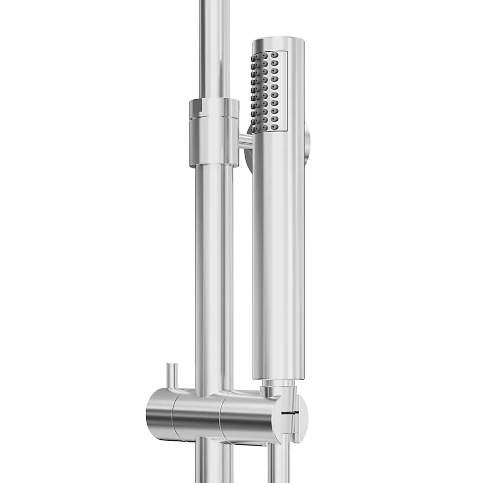 GoodHome Colonne de douche thermostatique + barre réglable + douchette + flexible, chrome, Owens