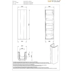 Sanindusa Colonne de lavabo Advance céramique traditionnelle blanc