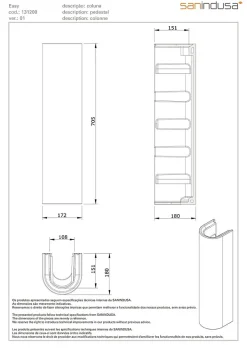 Sanindusa Colonne de lavabo céramique traditionnelle NF Easy blanc* Lavabo