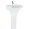 Sanindusa Colonne de lavabo Jade céramique traditionnelle blanc