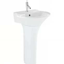 Sanindusa Colonne de lavabo Jade céramique traditionnelle blanc