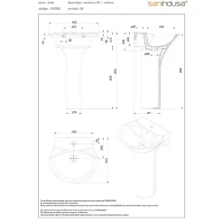 Sanindusa Colonne de lavabo Jade céramique traditionnelle blanc