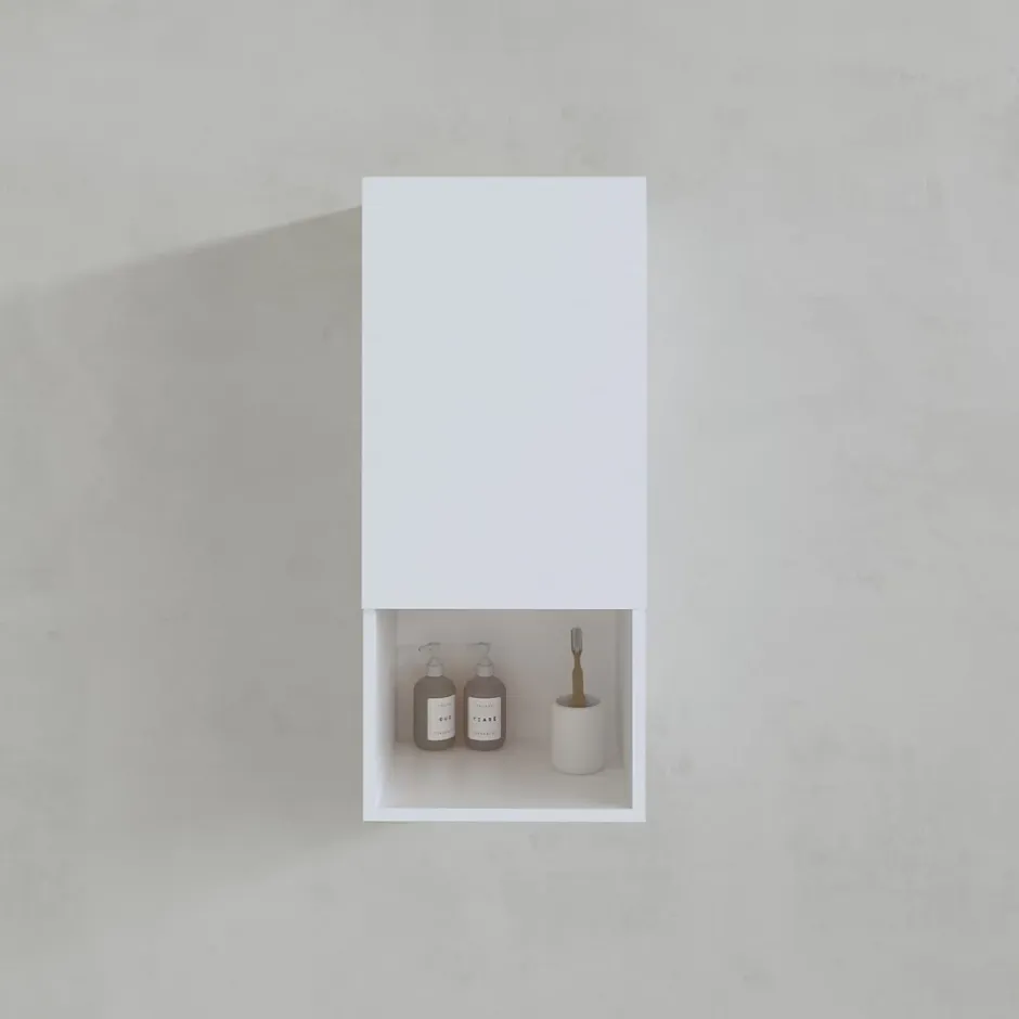 Aurlane Colonne de rangement blanche - Porte et niche - 35x80x32.5 cm* Colonne De Salle De Bains