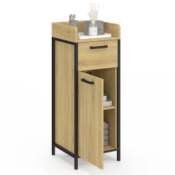 IDMarket Colonne de rangement d'appoint salle de bain DETROIT 1 tiroir 1 placard design industriel