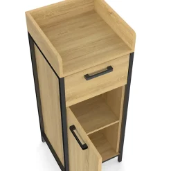 IDMarket Colonne de rangement d'appoint salle de bain DETROIT 1 tiroir 1 placard design industriel