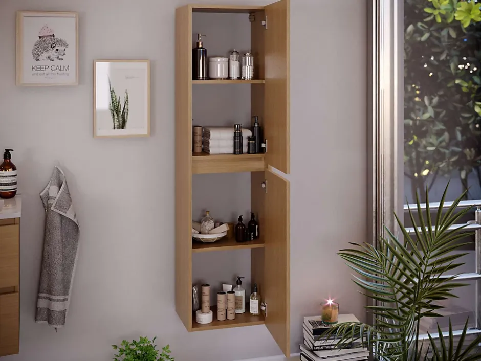 T-Bath Colonne de salle de bain KIVE 2 portes 150x40x31,6 cm chêne