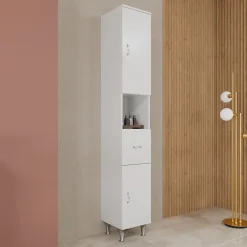 Kiamami Valentina Colonne De Salle De Bain Sur Pied Blanc Brillant H 198 Cm - Easy* Colonne De Salle De Bains