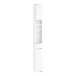 Sobuy Colonne de Salle de Bain Étroite Hydrofuge avec Étagères et Tiroirs Réglables - Armoire Gain de Place Blanche* Colonne De Salle De Bains