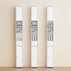Sobuy Colonne de Salle de Bain Étroite Hydrofuge avec Étagères et Tiroirs Réglables - Armoire Gain de Place Blanche* Colonne De Salle De Bains