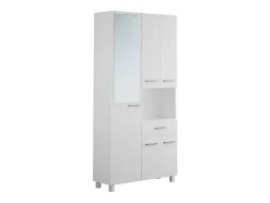 Vente-unique Colonne de salle de bain avec miroir sur pied - 180 cm - Blanc - MINELA* Colonne De Salle De Bains|Meuble De Salle De Bains Faible Profondeur
