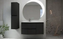 Colonne de salle de bain graphite mat Vague 30 cm