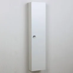 Kiamami Valentina Colonne De Salle De Bain Suspendue Blanche Avec Une Porte Et Des Étagères Internes - Simply