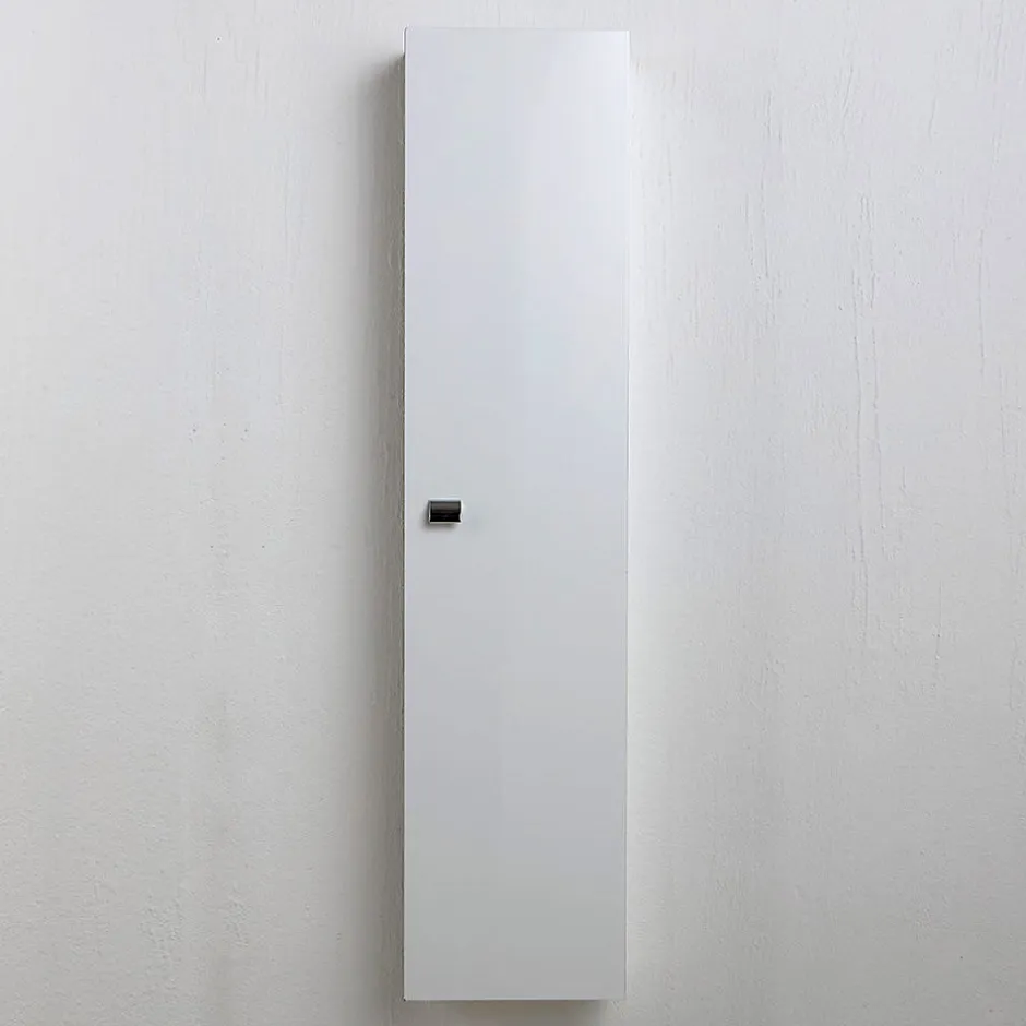 Kiamami Valentina Colonne De Salle De Bain Suspendue Blanche Avec Une Porte Et Des Étagères Internes - Simply