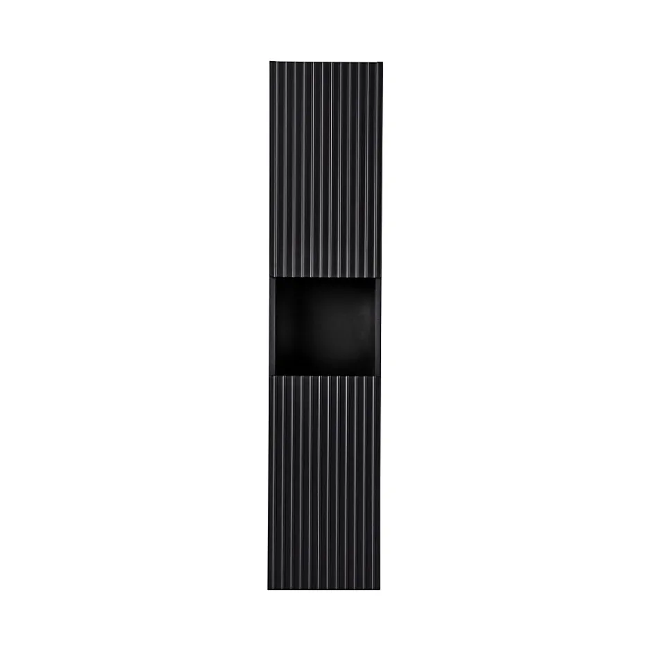 Meublorama Colonne de salle de bain VANO 2 portes et 1 niche Noir mat L30 x P25 x H140 cm Meuble suspendu* Colonne De Salle De Bains