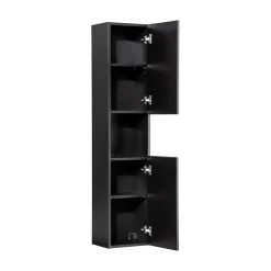 Meublorama Colonne de salle de bain VANO 2 portes et 1 niche Noir mat L30 x P25 x H140 cm Meuble suspendu* Colonne De Salle De Bains