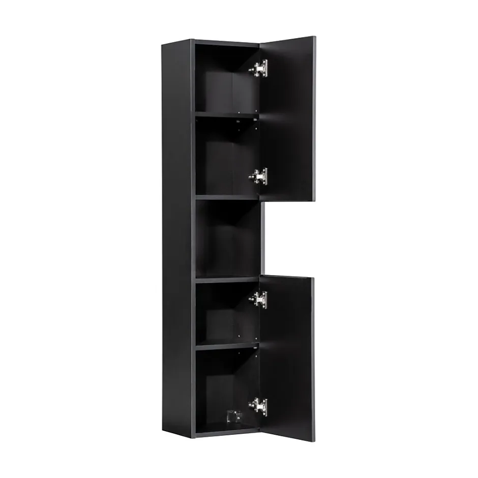 Meublorama Colonne de salle de bain VANO 2 portes et 1 niche Noir mat L30 x P25 x H140 cm Meuble suspendu* Colonne De Salle De Bains