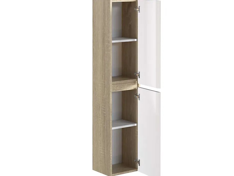 T-Bath Colonne de salle de bain NELI 2 portes 140x30x27 cm chêne et blanc* Colonne De Salle De Bains