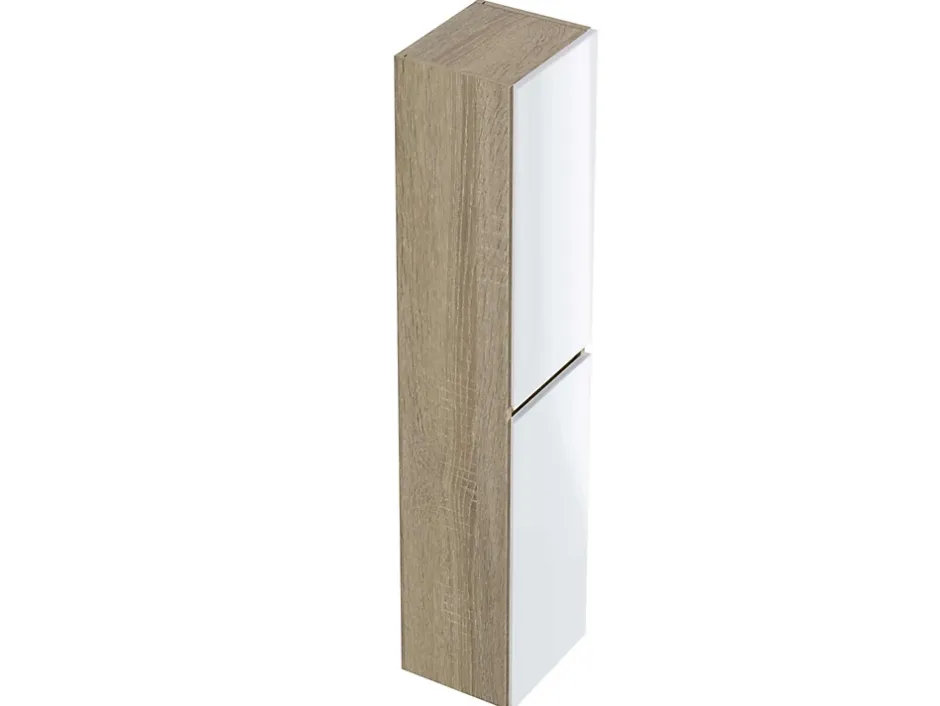 T-Bath Colonne de salle de bain NELI 2 portes 140x30x27 cm chêne et blanc* Colonne De Salle De Bains