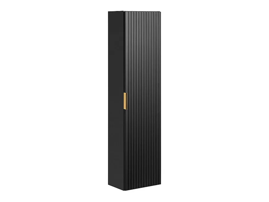 Vente-unique Colonne de salle de bain suspendue striée - Noir - H140 cm - ZEVARA