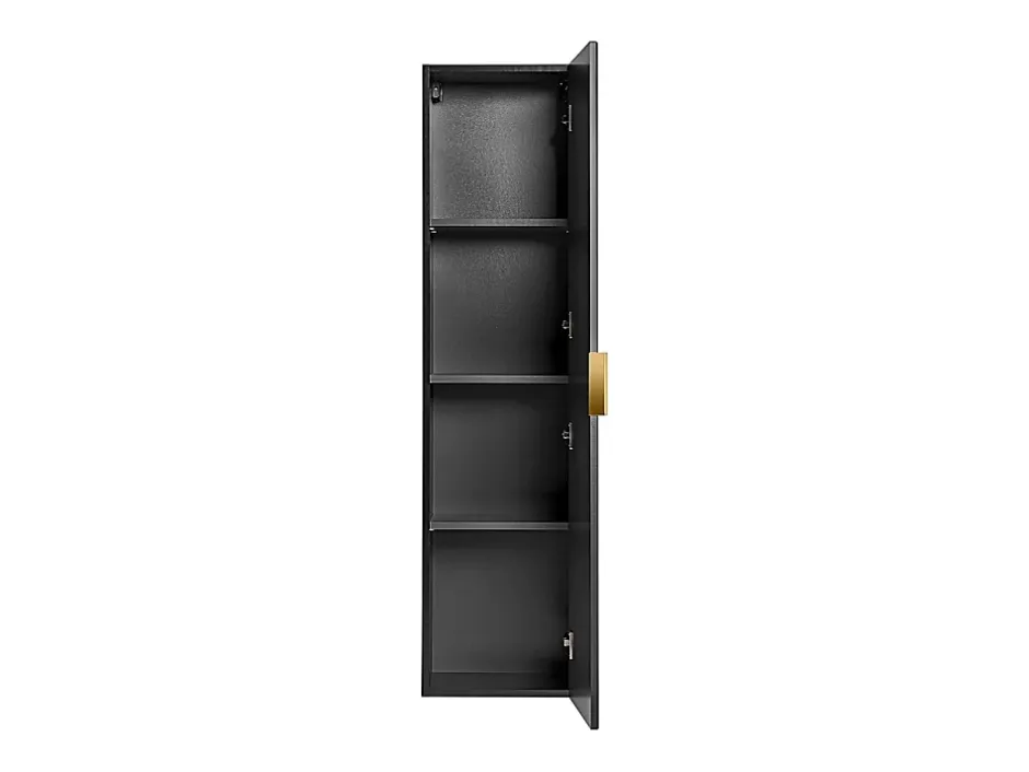 Vente-unique Colonne de salle de bain suspendue striée - Noir - H140 cm - ZEVARA