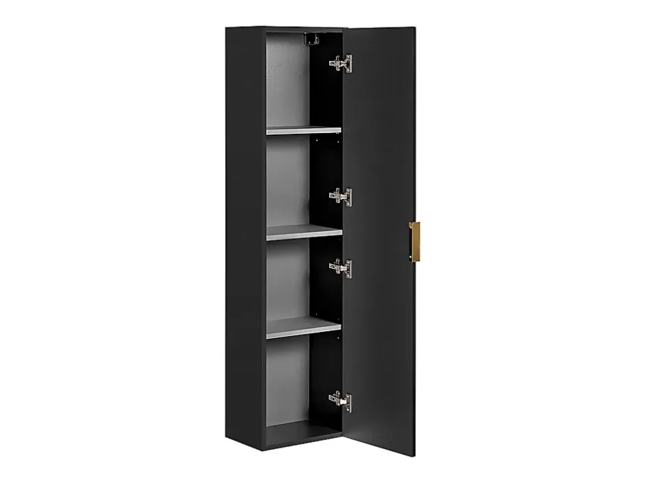 Vente-unique Colonne de salle de bain suspendue striée - Noir - H140 cm - ZEVARA