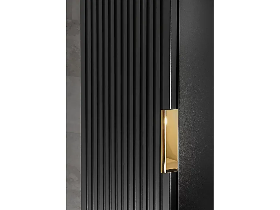Vente-unique Colonne de salle de bain suspendue striée - Noir - H140 cm - ZEVARA