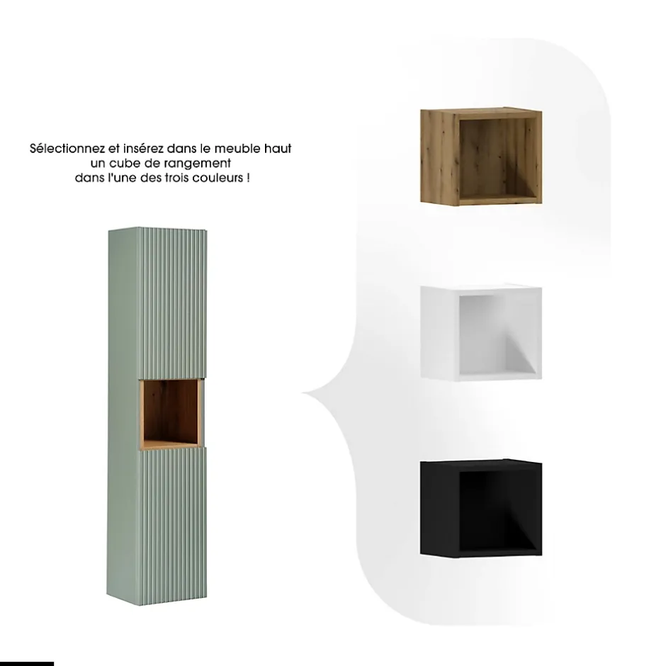 Otitec Colonne de salle de bain - 30 x 140 cm - 2 portes - ROSEAU