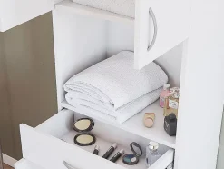 Vente-unique Colonne de salle de bain sur pied - 180 cm - Blanc - MINELA* Colonne De Salle De Bains