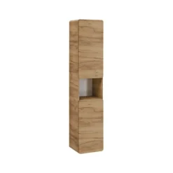 Meublorama Colonne de salle de bain suspendue ERBANO 2 portes H170 cm Coloris chene clair
