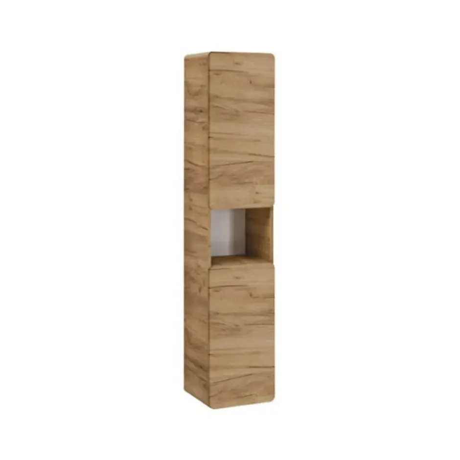 Meublorama Colonne de salle de bain suspendue ERBANO 2 portes H170 cm Coloris chene clair