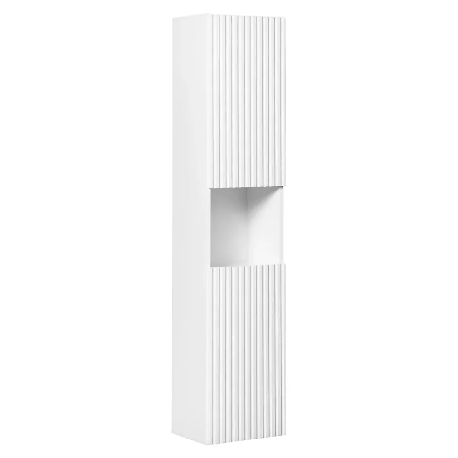 Meublorama Colonne de salle de bain VANO 2 portes et 1 niche Blanc alpin L30 x H140 x P25 cm Meuble suspendu* Colonne De Salle De Bains