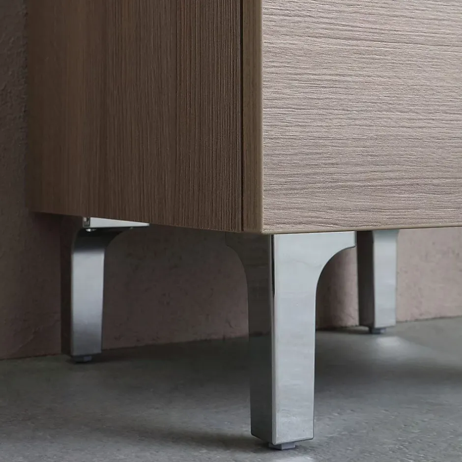 Kiamami Valentina Colonne De Salle De Bain 150Cm 2 Portes Et 1 Tiroir Chêne Naturel Avec Pieds Rimini