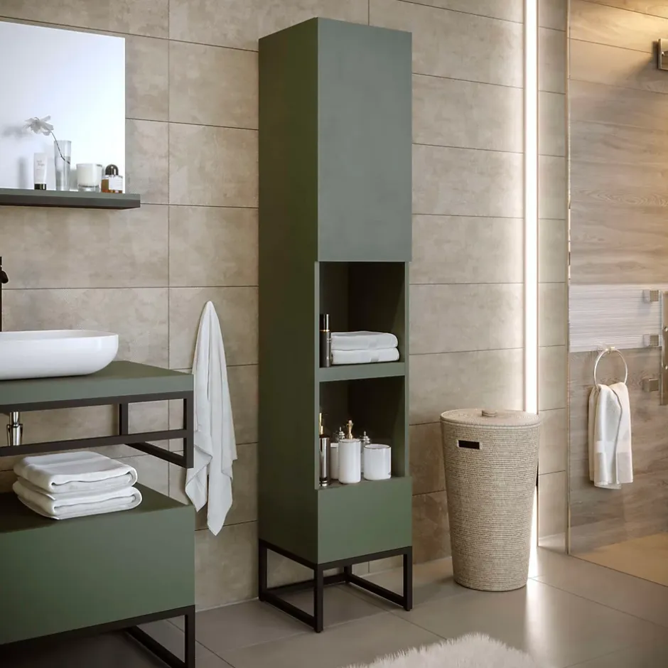 T-Bath Colonne de salle de bain SPA 1 porte 1 tiroir 180x35x35 cm vert