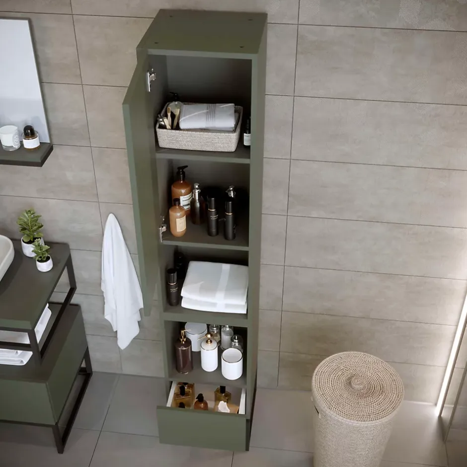 T-Bath Colonne de salle de bain SPA 1 porte 1 tiroir 180x35x35 cm vert
