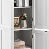 Giantex Colonne de Salle de Bain avec 2 Portes 5 étagères Dispositif Anti basculement Armoire Haute de Toilette Blanc