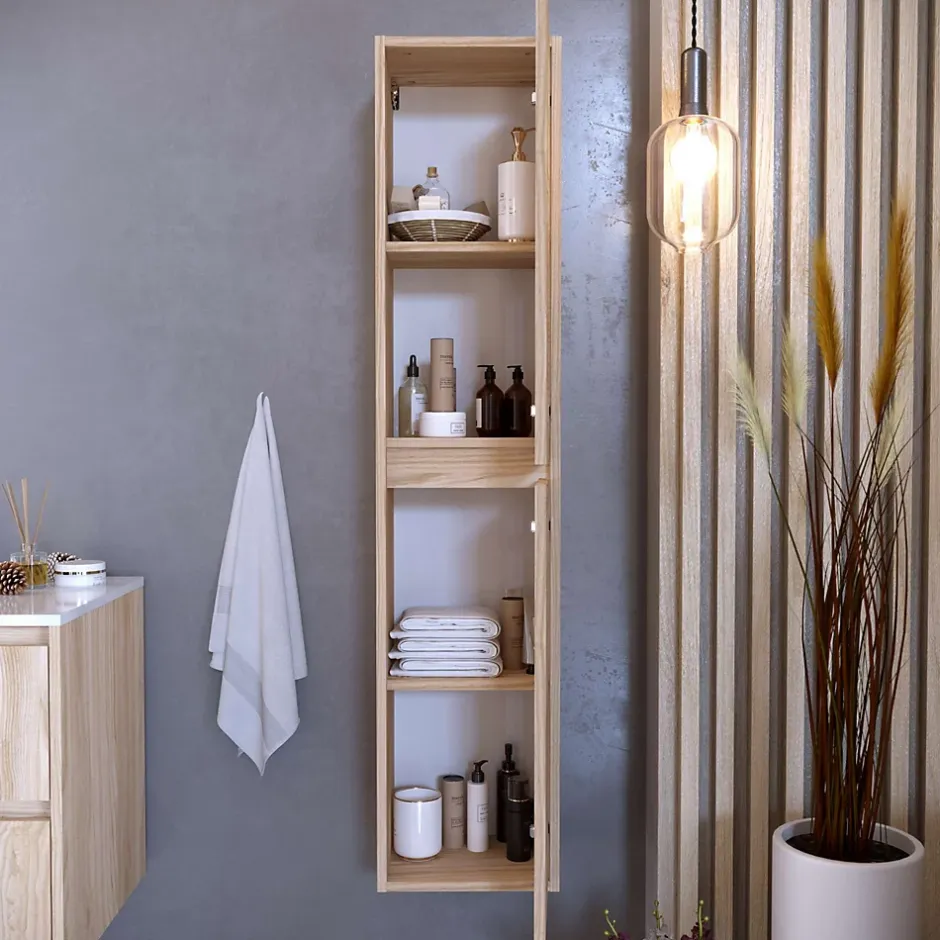 T-Bath Colonne de salle de bain DINEY 2 portes 140x30x25 cm orme* Colonne De Salle De Bains