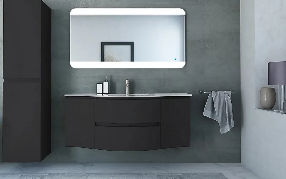 Colonne de salle de bain graphite mat Vague 40 cm