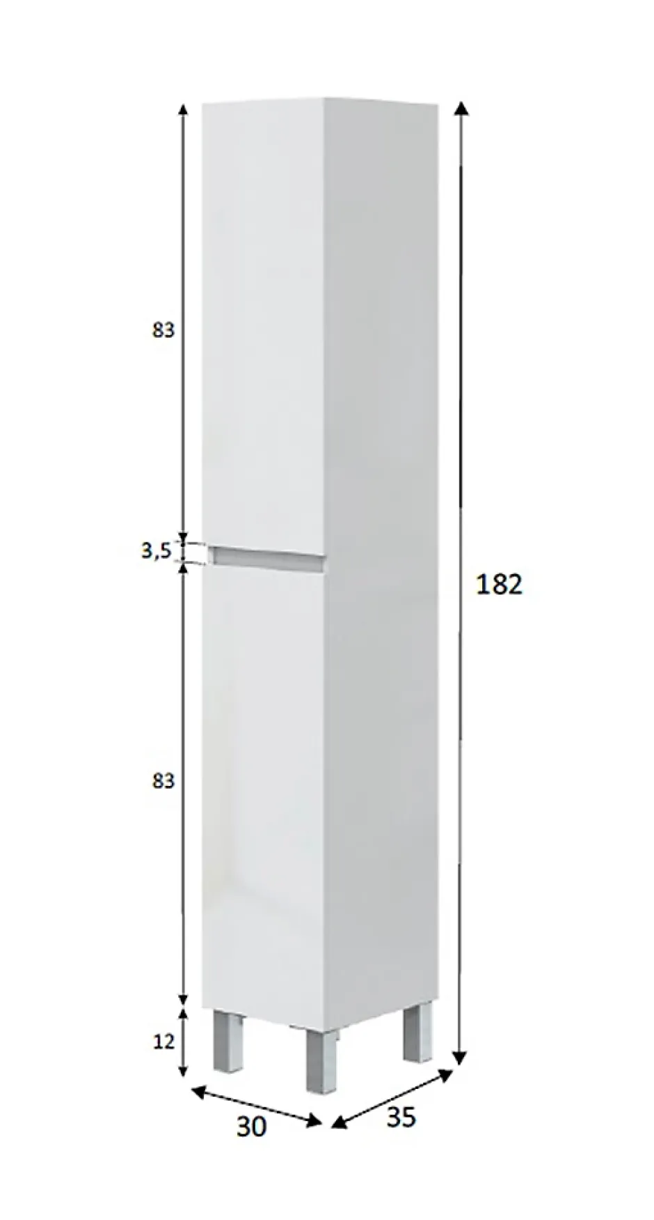 Pegane Colonne de salle de bain avec 2 portes sans poignée coloris blanc - Longueur 30 x Profondeur 35 x Hauteur 182 cm* Colonne De Salle De Bains