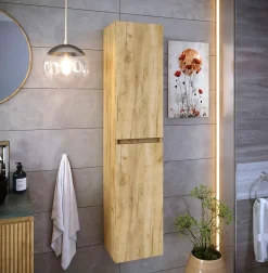 T-Bath Colonne de salle de bain CIMS 2 portes 140x30x27 cm chêne* Meuble De Salle De Bains Faible Profondeur