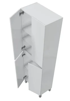 Pegane Colonne de salle de bain avec 4 portes sans poignée coloris blanc - Longueur 60 x Profondeur 35 x Hauteur 182 cm