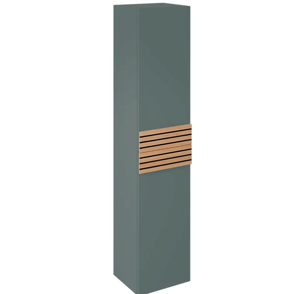 Decotec Colonne de salle de bains à suspendre 2 portes ouverture droite l.35 x H.160 x P.31,2 cm vert toundra, Archi