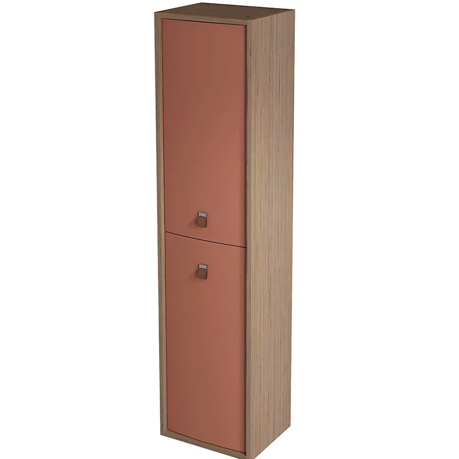 Decotec Colonne de salle de bains suspendue terracotta mat l.39 x H.160 x P.31 cm, 2 portes ouverture à gauche, Havana